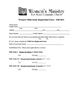 Women S Ministry Registration Form Fill And Sign Printable