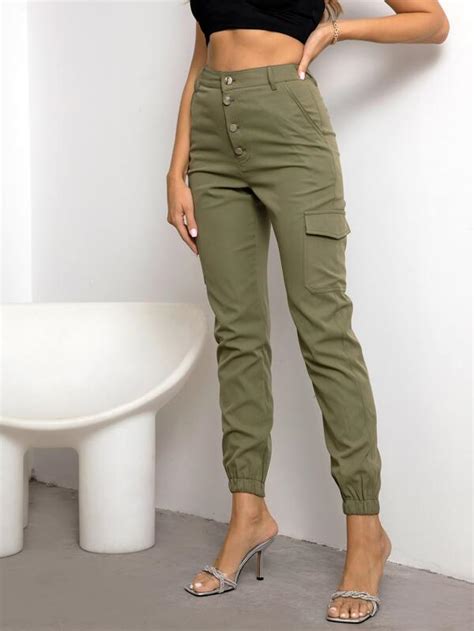 Joyfunear Pantalones Cargo Con Bolsillo Lateral Con Solapa Moda De