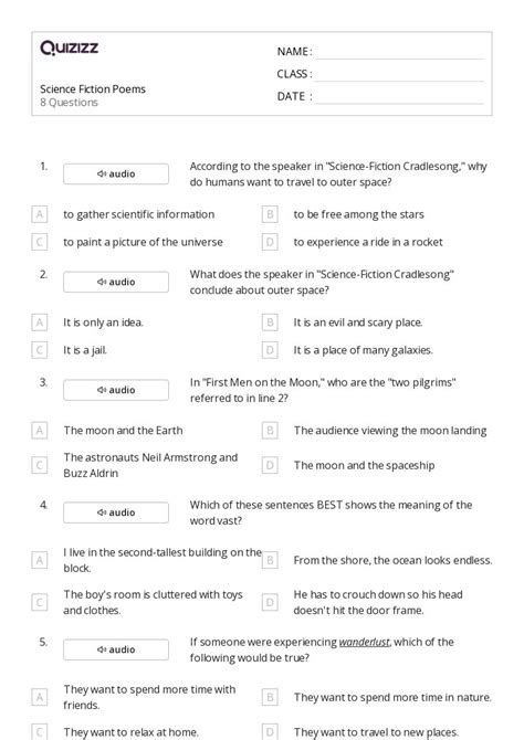 50 Poems Worksheets For 7th Grade On Quizizz Free And Printable