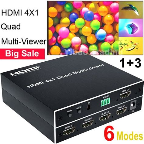 HDMI Quad Multi-viewer 4x1 HDMI Multiviewer 4 Channel Screen Segmentation Video Multiplexer 2x2 ...