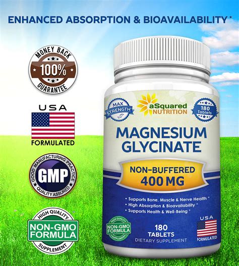 Glicinato De Magnesio 400 Mg 180 Tabletas Suplemento De