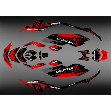 Kit décoration Full Spark Monster Red pour Seadoo Spark Idgrafix