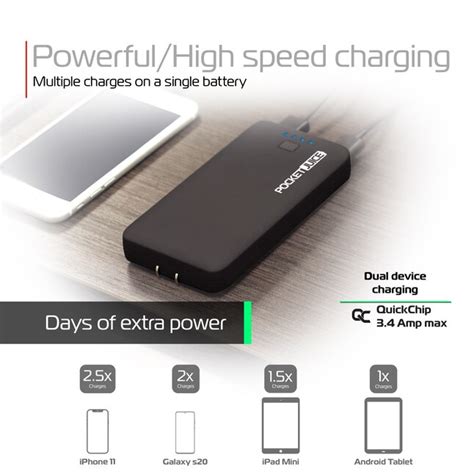 Pocketjuice Pocket Juice Endurance Ac Mini Portable Charger 12000 Mah Power Bank With High