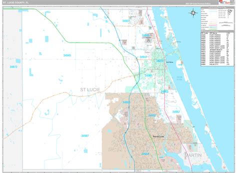 St. Lucie County Wall Map - Premium - MarketMAPS