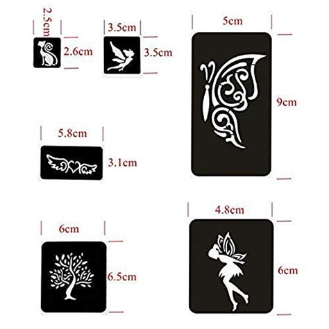 Buy Xmasir Sheets Glitter Airbrush Tattoo Stencils Templates For