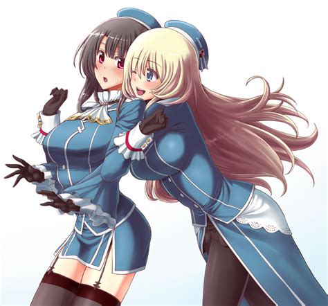 Short Hair Long Hair Blonde Big Boobs Anime Anime Girls Kantai