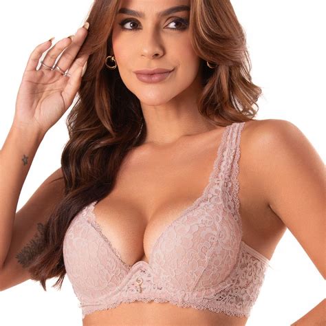 Conjunto Push Up Calcinha Fio Nude Duzani