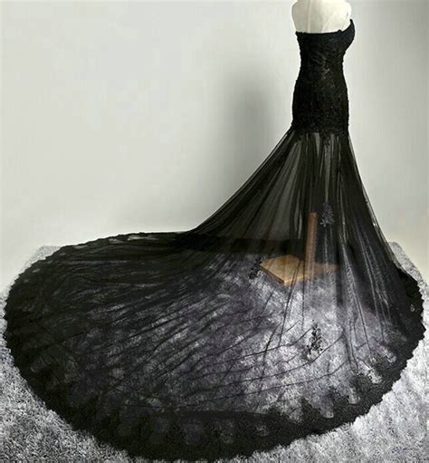 Black Mermaid Tulle Long Evening Gowns Appliques Off The Shoulder