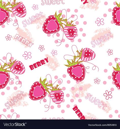 Seamless Pattern With Strawberries Royalty Free Vector Image