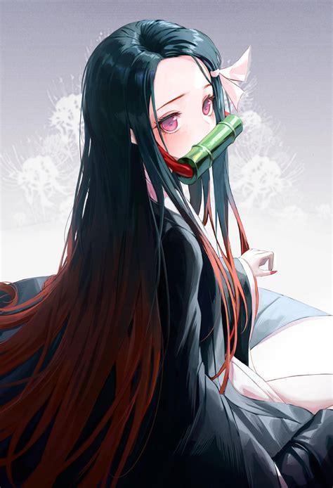 Download Back View Nezuko Aesthetic Wallpaper