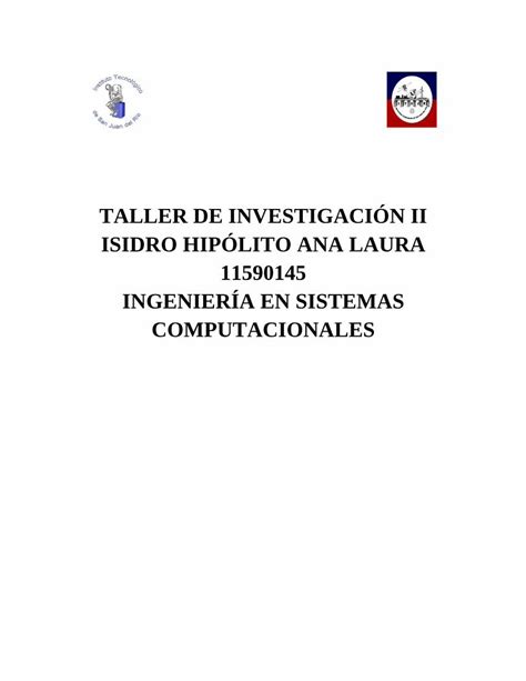 PDF TALLER DE INVESTIGACIÓN II ISIDRO HIPÓLITO ANA PDF fileLas