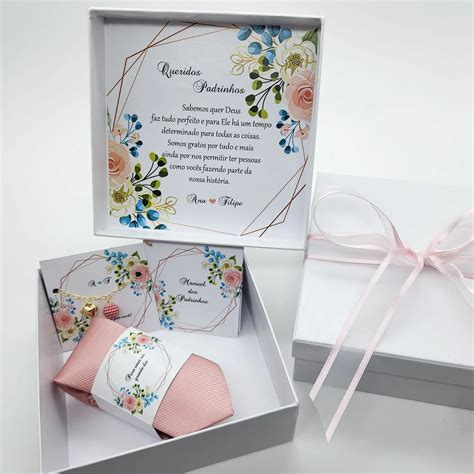 Caixa Para Padrinhos De Casamento Personalizada Luxo