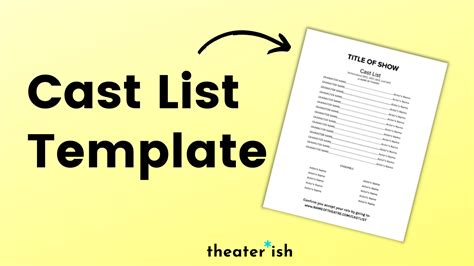 Theatre Template: The Cast List – Theaterish