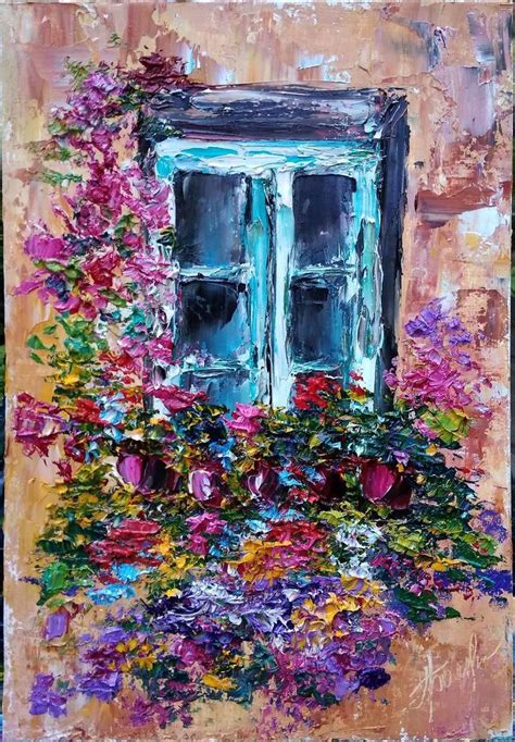 Window With Flowers Painting In 2021 Flower Painting Art Painting