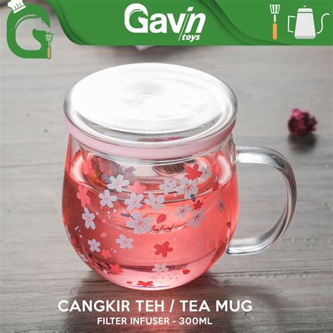 Jual Tea Infuser Gelas Teh Kaca Ml Double Wall Glass Saringan Teh