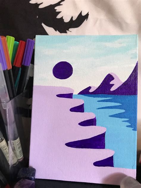 Purple Mountain Painting Canvas Painting Designs Simple Canvas