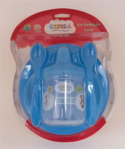 Kit Refeição Infantil Luxo 05 Peças Pratinho Ventosa Copo alça