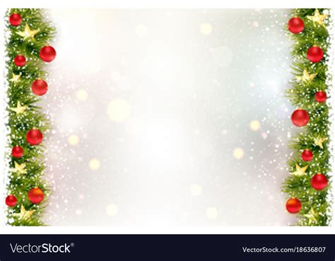 Festive Background With Fir Border Red Christmas Vector Image