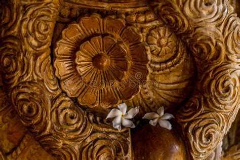 Carving Wood Gable Roof On A Resort Hotel In India Alappuzha Kerala