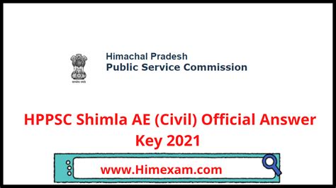 HPPSC Shimla AE Civil Official Answer Key 2021 Himexam