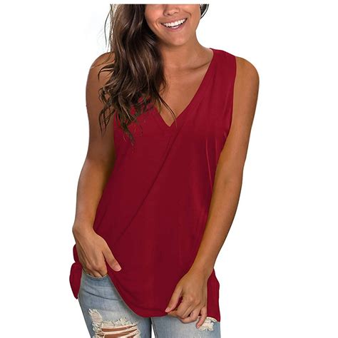 Vest Tops Women Summer Tank Tops V Neck Sleeveless Camisole Vest Blouse