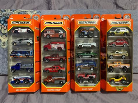 Matchbox 5 Pack MBX Airport MBX Fire Rescue Rocky Peaks Off Road Rally