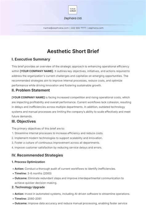 Free Aesthetic Short Brief Template Edit Online And Download