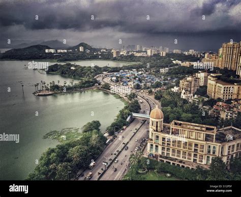 Birdseye view of Powai Lake, Andheri East Mumbai, India Stock Photo - Alamy