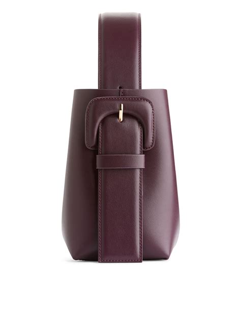 Rigid Leather Crossbody Bag Burgundy Arket Ww