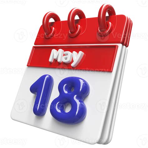 May 18th Calendar 3d Render 34339699 Png