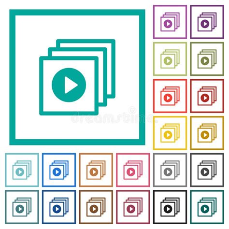 Reproducir Archivos Iconos De Color Plano Con Marcos Cuadrantes