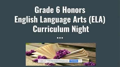 Grade 6 Honors Ela Curriculum Night Video Youtube