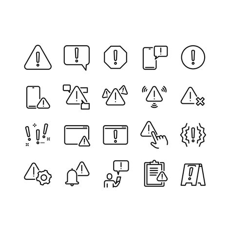 Set Of Warnings Related Vector Line Icons Contains Such Icons As Alert Exclamation Mark