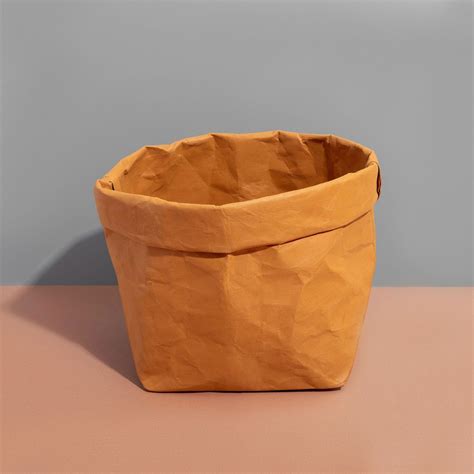 Brown Washable Kraft Paper Bag Storage Bin Living Room Etsy