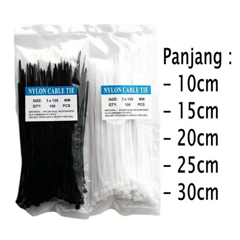 Jual Kabel Ties Besar 30cm 20cm 10cm 15cm 25cm Hitam Putih 100pcs Kabel