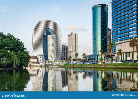 Batumi Skyline Cityscape with Fountain Lake, Skyscrapers in Batumi ...