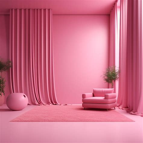 Premium AI Image | a pink room with a pink couch and a pink chair