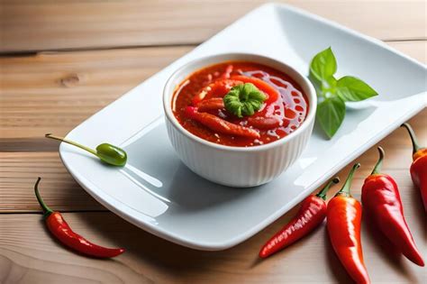 Premium AI Image | a bowl of chili with a bowl of chili on a tray