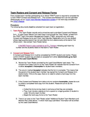 Fillable Online Team Rosters And Consent And Release Forms Fax Email