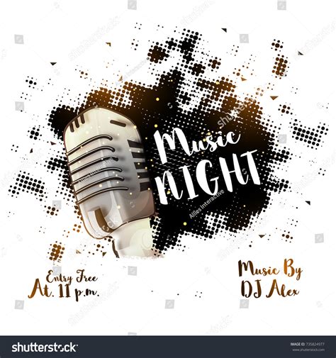 Creative Halftone Music Night Background Party Stock Vector Royalty