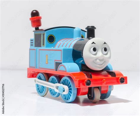 londonm england, 05/05/2019 A plastic thomas the tank engine train toy ...