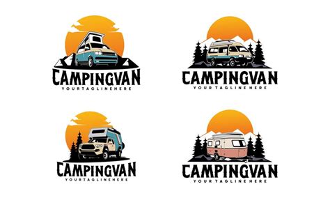 Premium Vector | Set of rv camper van classic style logo vector illustration perfect for rv with ...