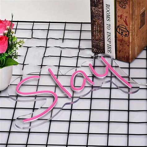 Slay Neon Sign Slay Neon Lights Signs For Wall Decor Pink Color Usb