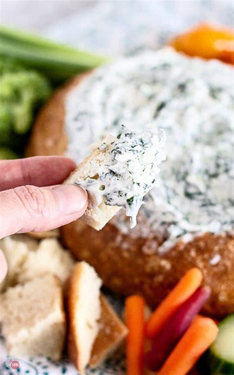 Easy Spinach Dip Recipe - Original Ranch Spinach Dip in a Bread Bowl