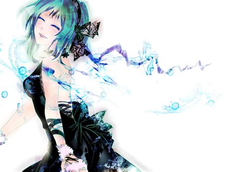 Short Hair Closed Eyes Vocaloid Megpoid Gumi Black Dress Ribbon