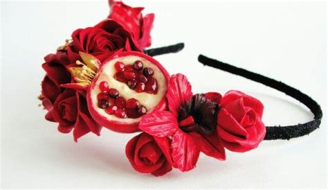 Pomegranate Headband Pomegranate Wedding Red Wedding Woodland