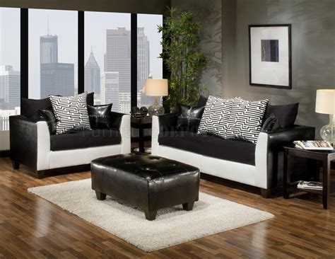 Fabric And Vinyl Two Tone Modern Sofa And Loveseat Set W Options