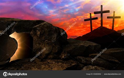 Easter Religious Background Greeting Card Crucifixion Resurrection