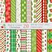 Red And Green Christmas Digital Paper Set Christmas Digital Papers