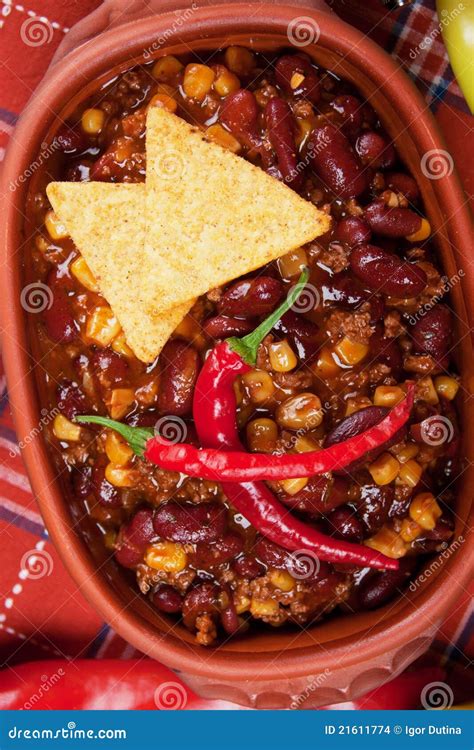 Chili Con Carne With Tortilla Chips Stock Photo Image Of Food Meal